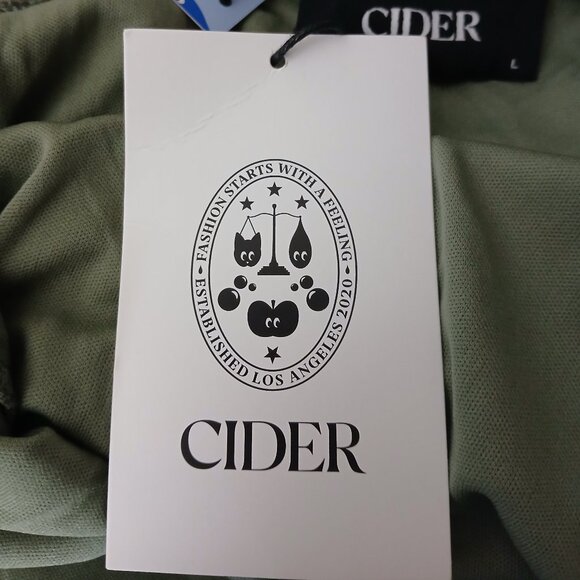 NWT Cider Midi Dress L Olive Green Floral Ruched Stretch - Picture 6 of 8